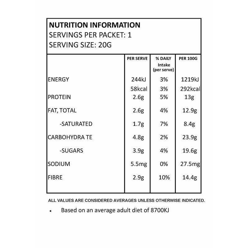 Vanilla Inner Hair Nutrition Nutritional Information Panel
